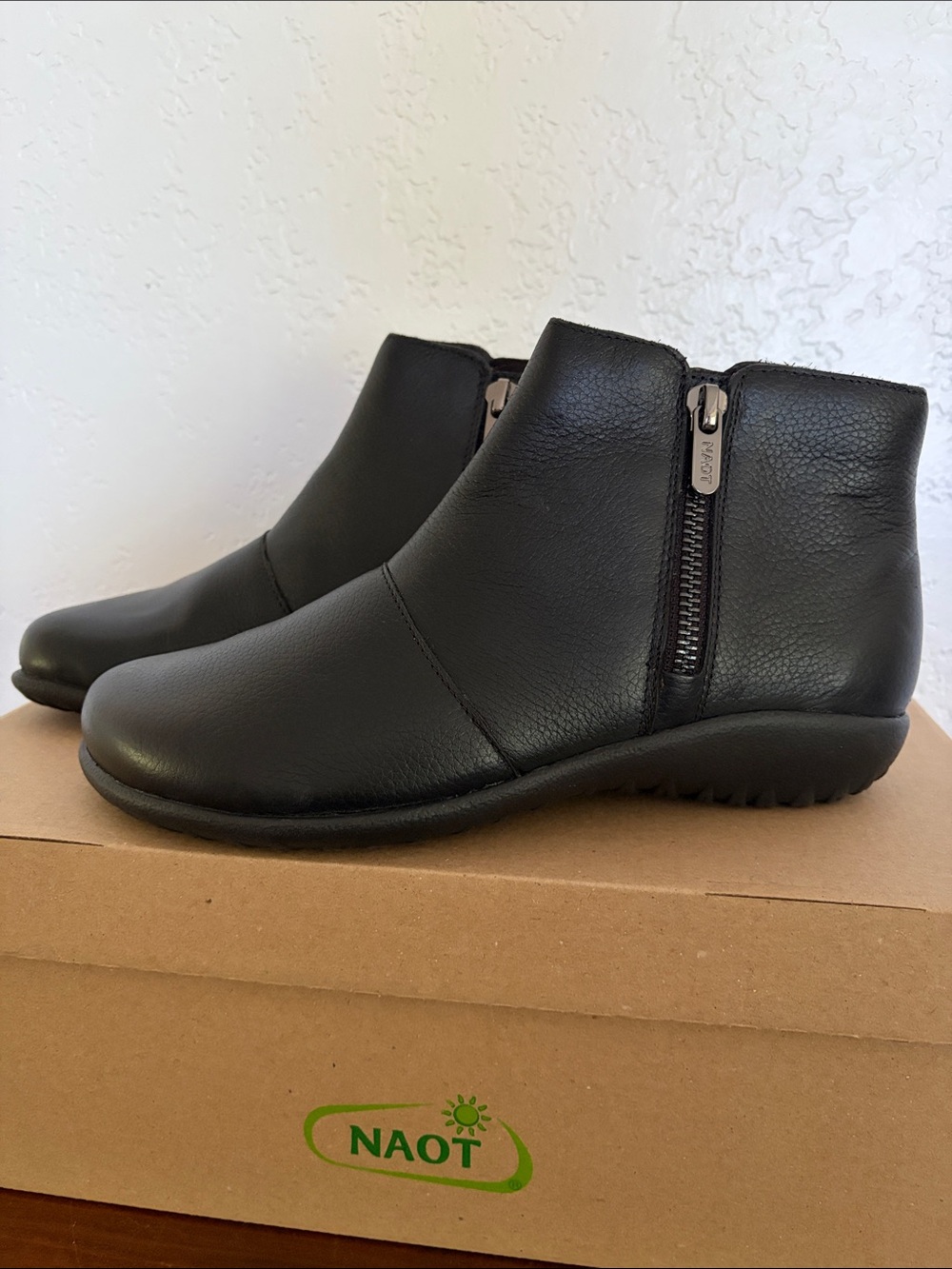 Naot Wanaka Black Leather Ankle Boots